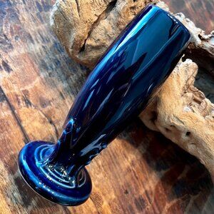 Fiesta Ware Cobalt Blue Ceramic Bud Vase With Textured Details 6.25 Inches Tall